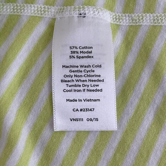Talbots T Tank Top Women's S Neon Green White Stripe Activewear Fitness Workout - Picture 5 of 9